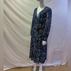 Michael Kors Navy and white leaf print size L
